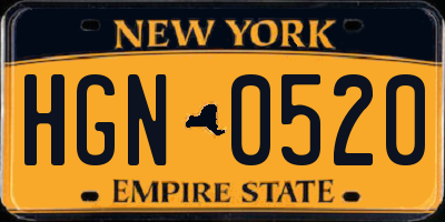 NY license plate HGN0520