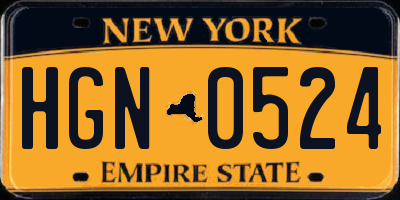 NY license plate HGN0524