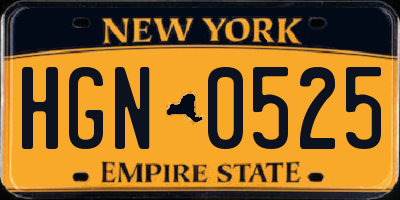 NY license plate HGN0525