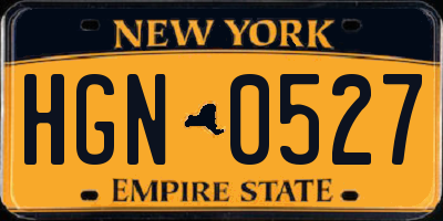 NY license plate HGN0527