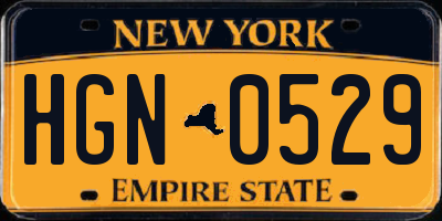 NY license plate HGN0529