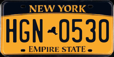 NY license plate HGN0530