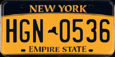 NY license plate HGN0536