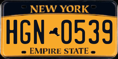 NY license plate HGN0539