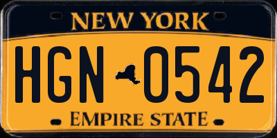 NY license plate HGN0542