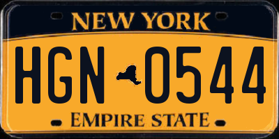 NY license plate HGN0544