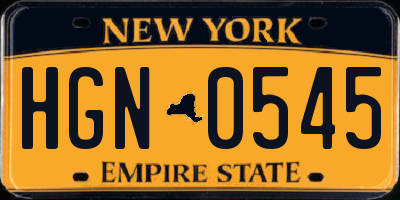 NY license plate HGN0545