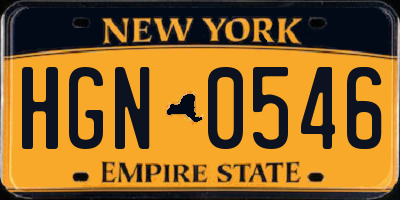 NY license plate HGN0546