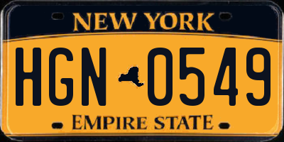 NY license plate HGN0549