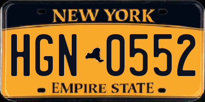 NY license plate HGN0552