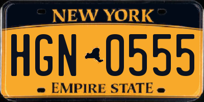 NY license plate HGN0555