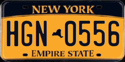 NY license plate HGN0556