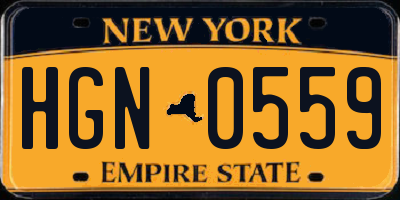 NY license plate HGN0559