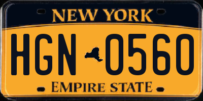 NY license plate HGN0560