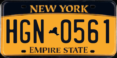 NY license plate HGN0561