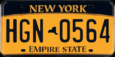 NY license plate HGN0564