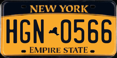 NY license plate HGN0566