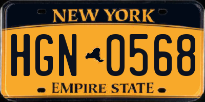 NY license plate HGN0568