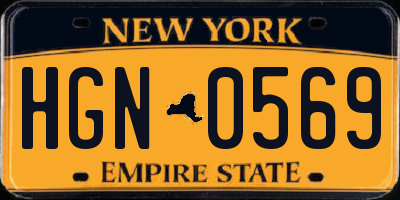 NY license plate HGN0569