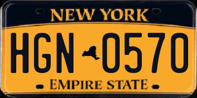 NY license plate HGN0570