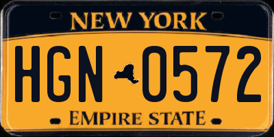 NY license plate HGN0572