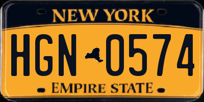 NY license plate HGN0574