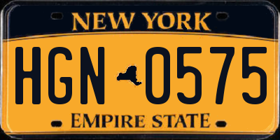 NY license plate HGN0575