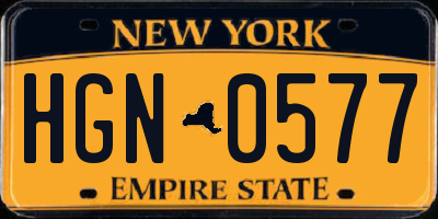 NY license plate HGN0577