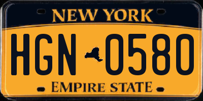 NY license plate HGN0580