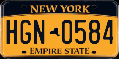 NY license plate HGN0584