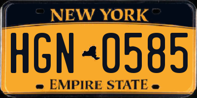 NY license plate HGN0585