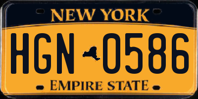 NY license plate HGN0586