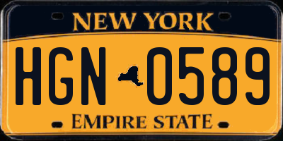 NY license plate HGN0589