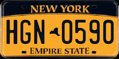 NY license plate HGN0590