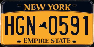 NY license plate HGN0591