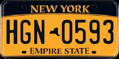 NY license plate HGN0593