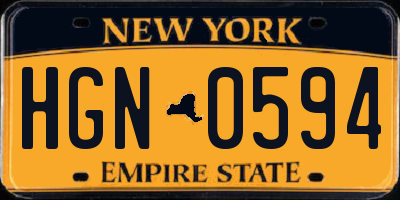 NY license plate HGN0594