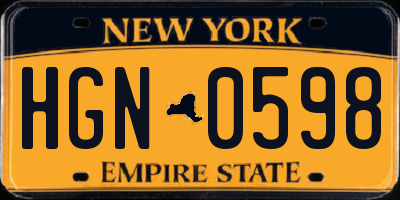 NY license plate HGN0598