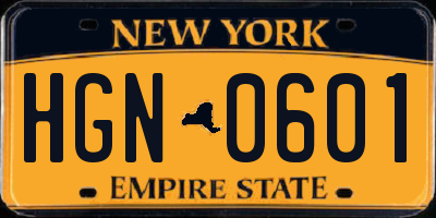 NY license plate HGN0601