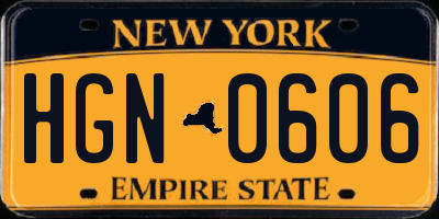 NY license plate HGN0606