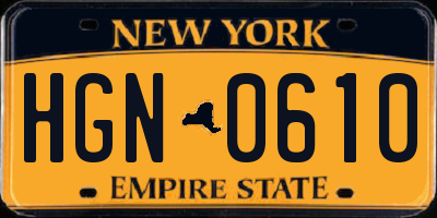 NY license plate HGN0610