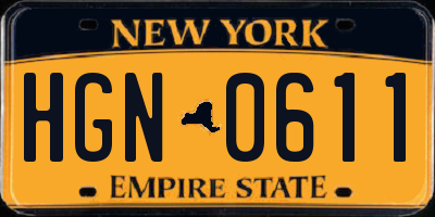 NY license plate HGN0611