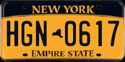 NY license plate HGN0617