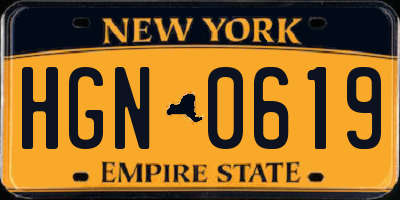 NY license plate HGN0619