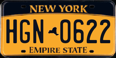 NY license plate HGN0622