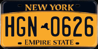 NY license plate HGN0626