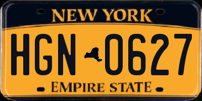 NY license plate HGN0627