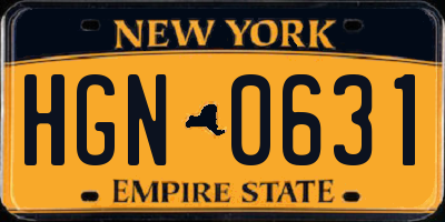 NY license plate HGN0631