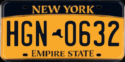 NY license plate HGN0632