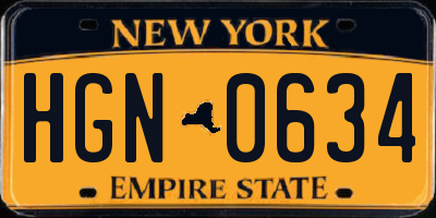 NY license plate HGN0634